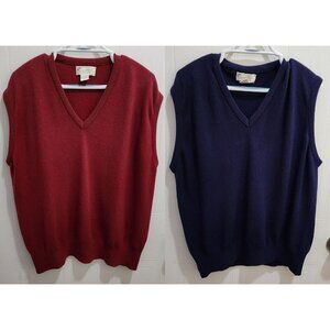Lot of 2 VTG Arnold Palmer Red & Blue V-Neck Sweater Vests Size XL Acrylic USA